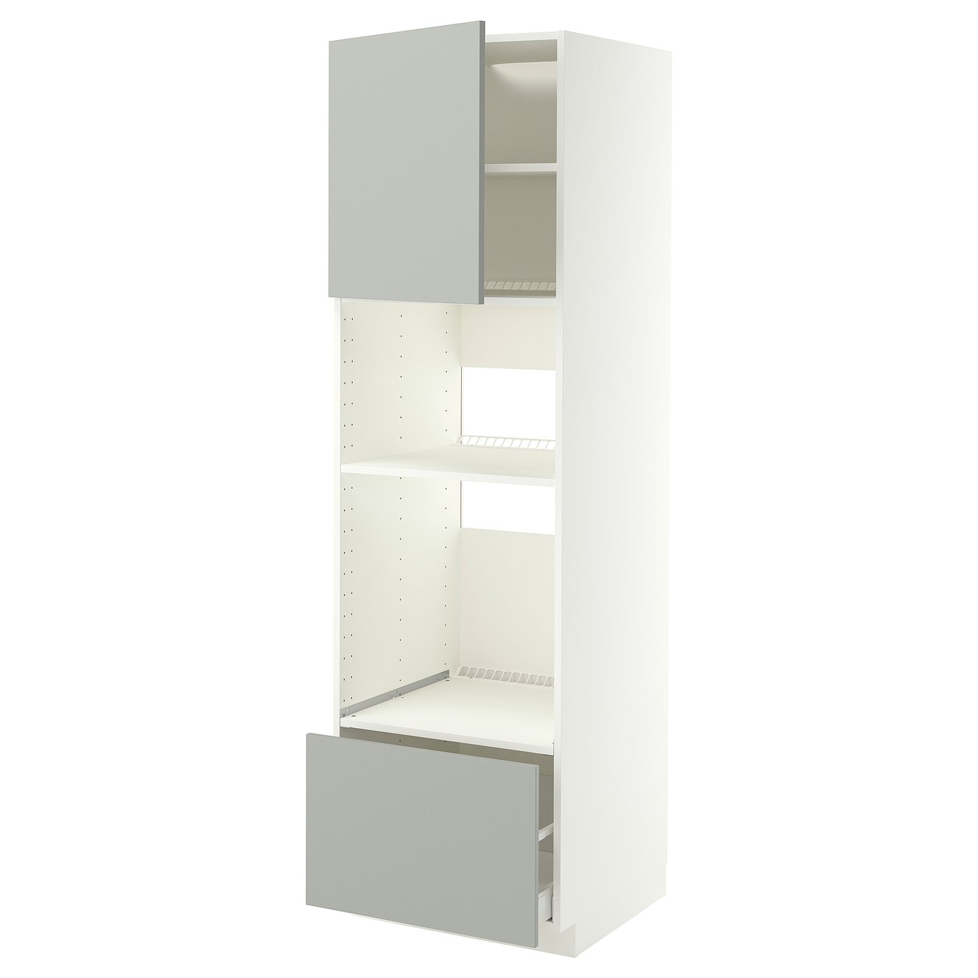 METOD / MAXIMERA high cabinet f built-in appliances, white/Havstorp light grey, 60x60x200 cm