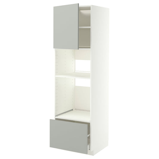 METOD / MAXIMERA high cabinet f built-in appliances, white/Havstorp light grey, 60x60x200 cm