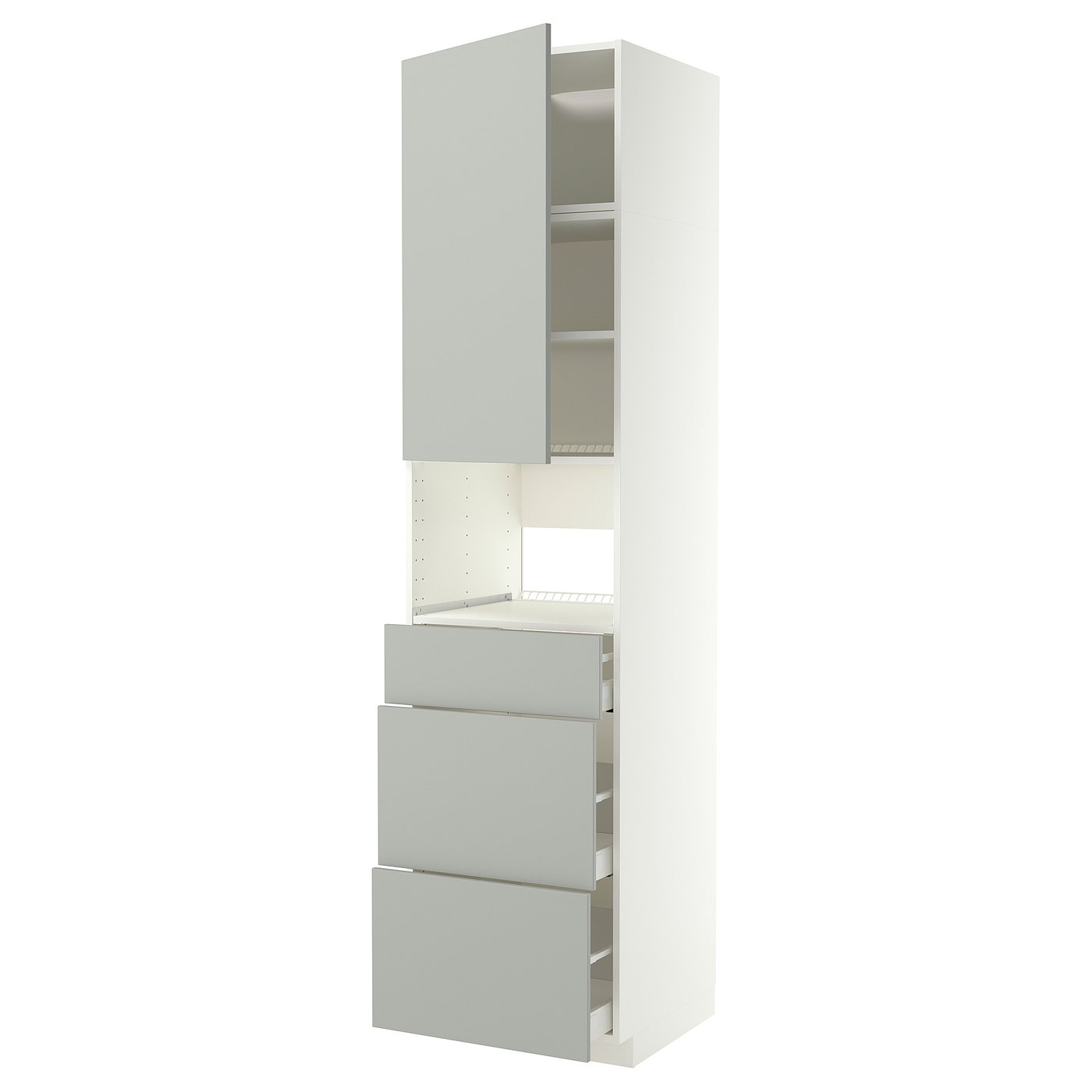 METOD / MAXIMERA high cabinet f built-in appliances, white/Havstorp light grey, 60x60x240 cm
