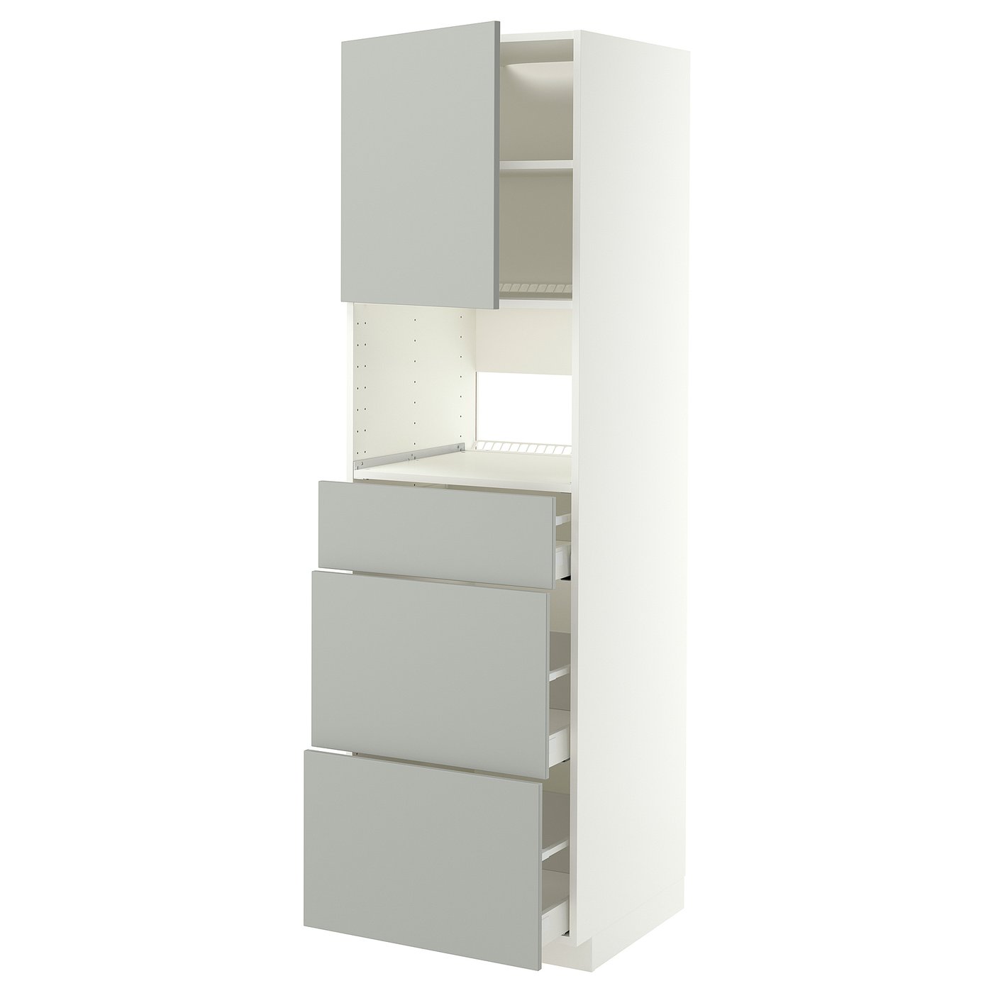 METOD / MAXIMERA high cabinet f built-in appliances, white/Havstorp light grey, 60x60x200 cm