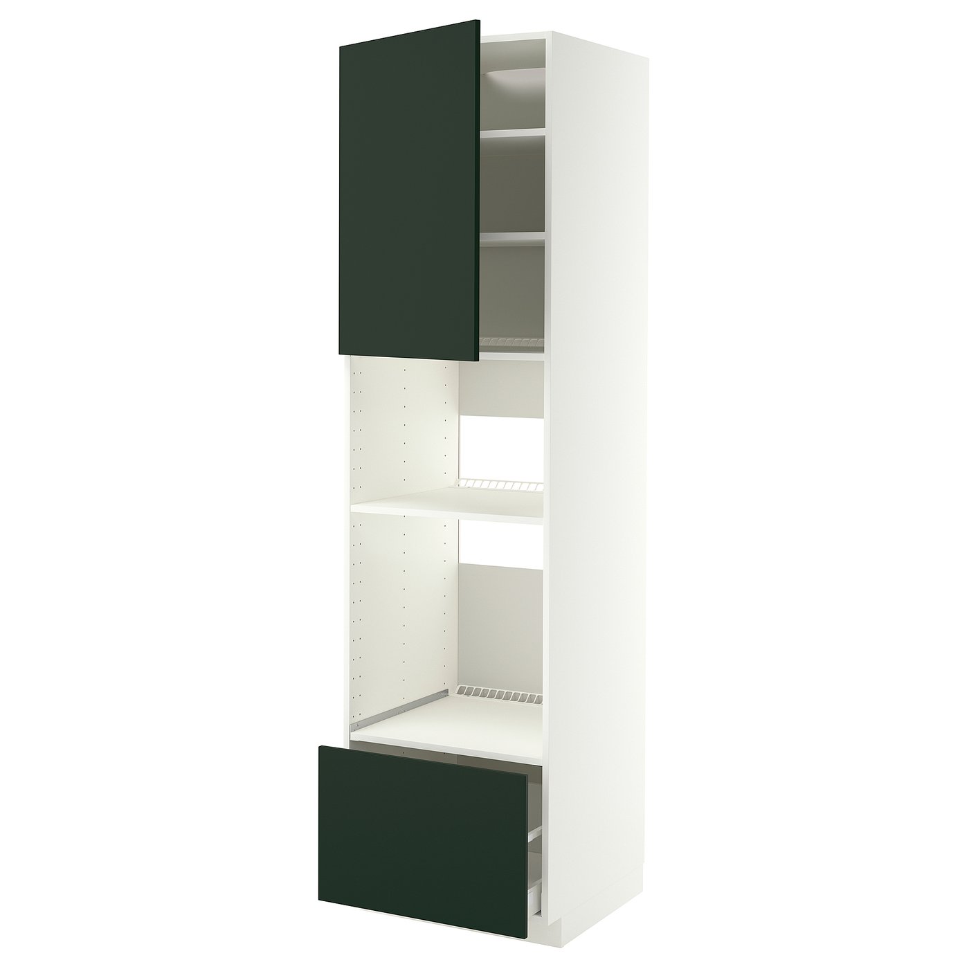 METOD / MAXIMERA high cabinet f built-in appliances, white/Havstorp deep green, 60x60x220 cm