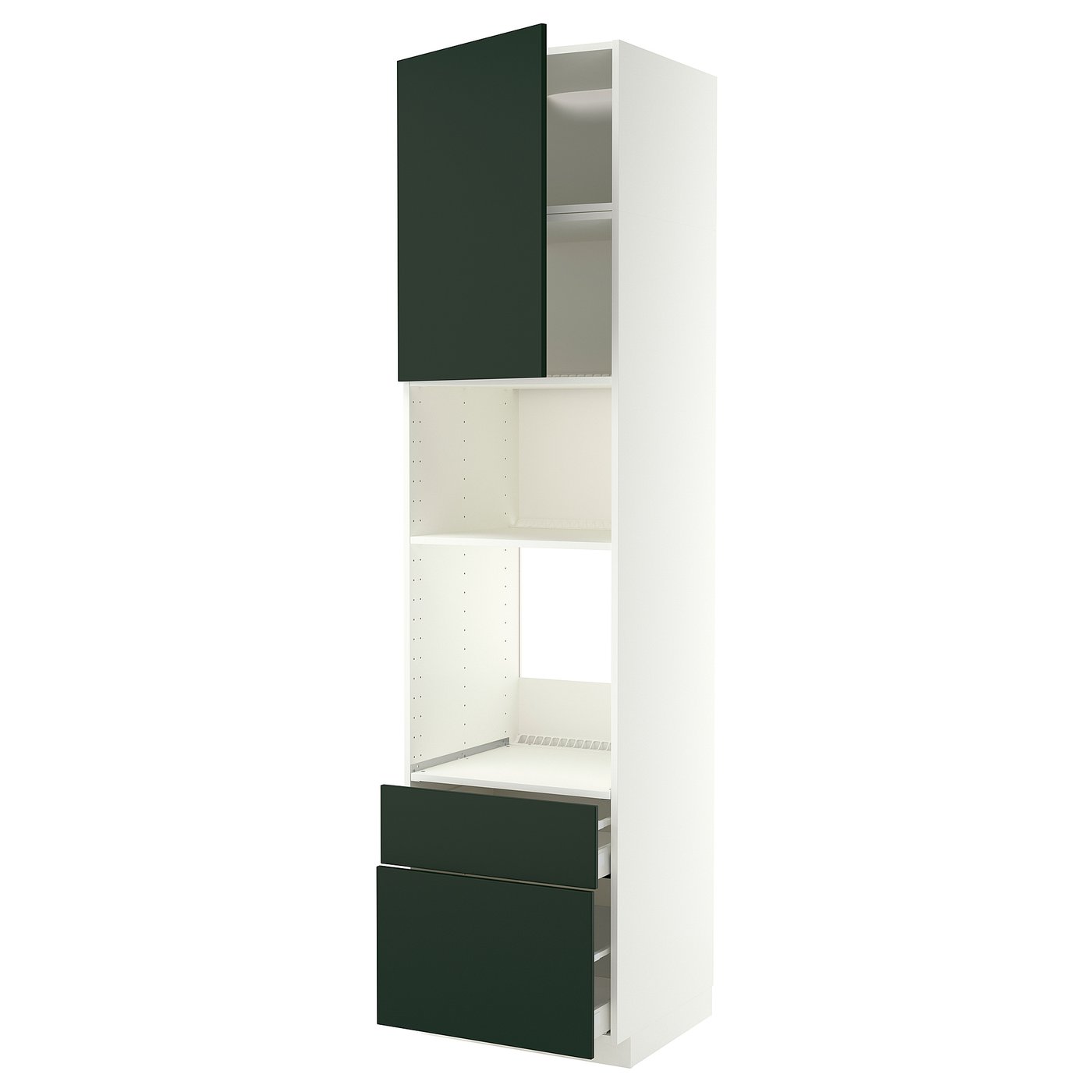 METOD / MAXIMERA high cabinet f built-in appliances, white/Havstorp deep green, 60x60x240 cm