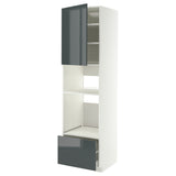 METOD / MAXIMERA high cabinet f built-in appliances, white/Kallarp high-gloss dark grey-green, 60x60x220 cm