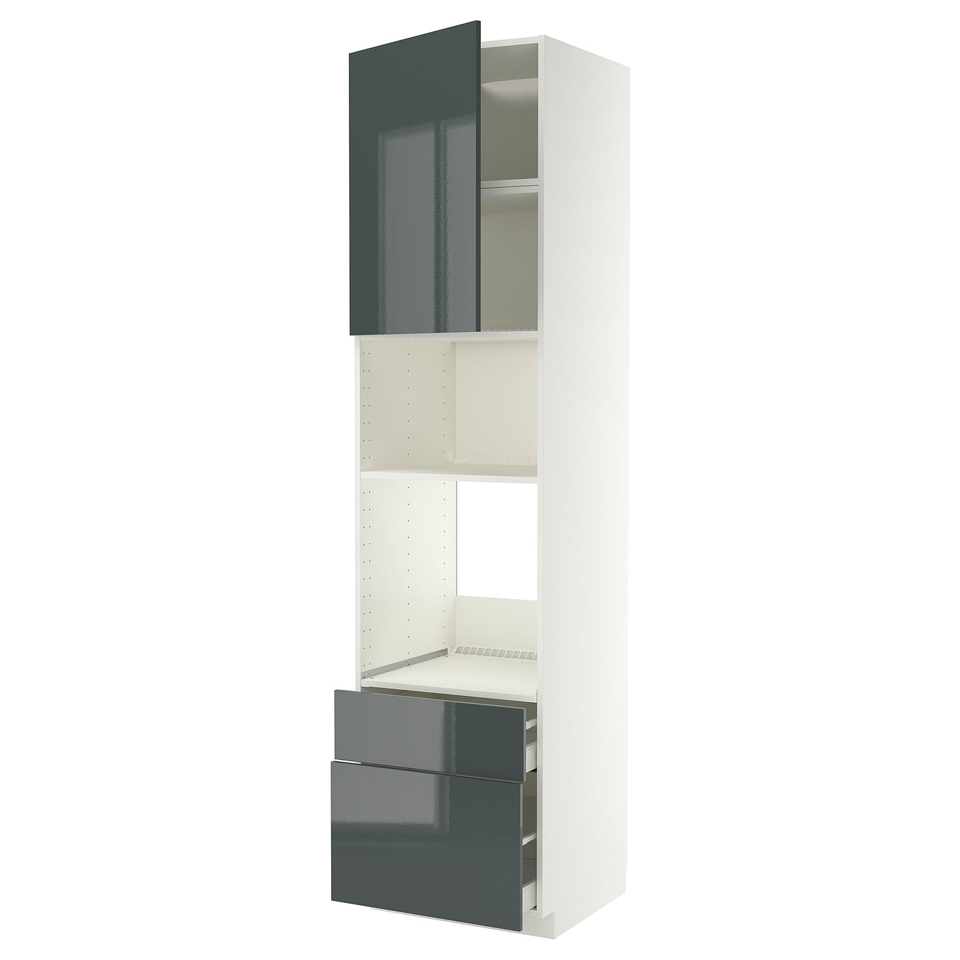 METOD / MAXIMERA high cabinet f built-in appliances, white/Kallarp high-gloss dark grey-green, 60x60x240 cm