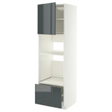METOD / MAXIMERA high cabinet f built-in appliances, white/Kallarp high-gloss dark grey-green, 60x60x200 cm