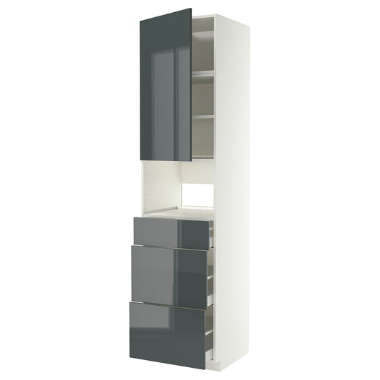 METOD / MAXIMERA high cabinet f built-in appliances, white/Kallarp high-gloss dark grey-green, 60x60x240 cm