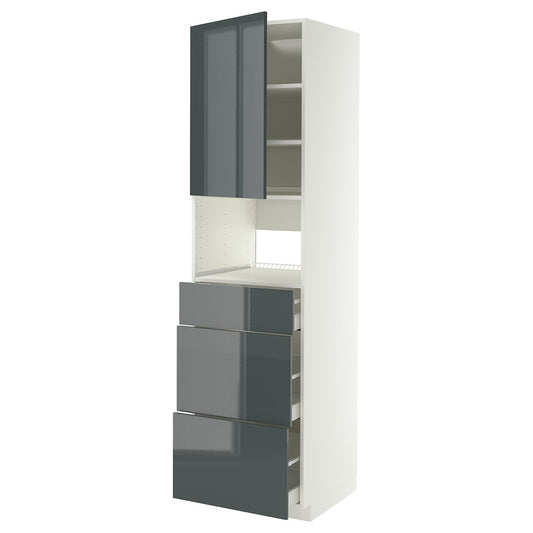 METOD / MAXIMERA high cabinet f built-in appliances, white/Kallarp high-gloss dark grey-green, 60x60x220 cm