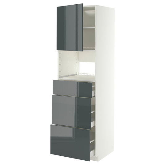 METOD / MAXIMERA high cabinet f built-in appliances, white/Kallarp high-gloss dark grey-green, 60x60x200 cm