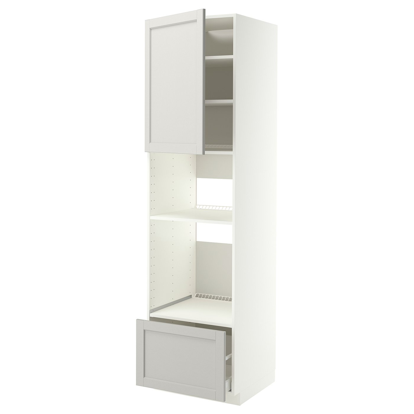 METOD / MAXIMERA high cabinet f built-in appliances, white/Lerhyttan light grey, 60x60x220 cm
