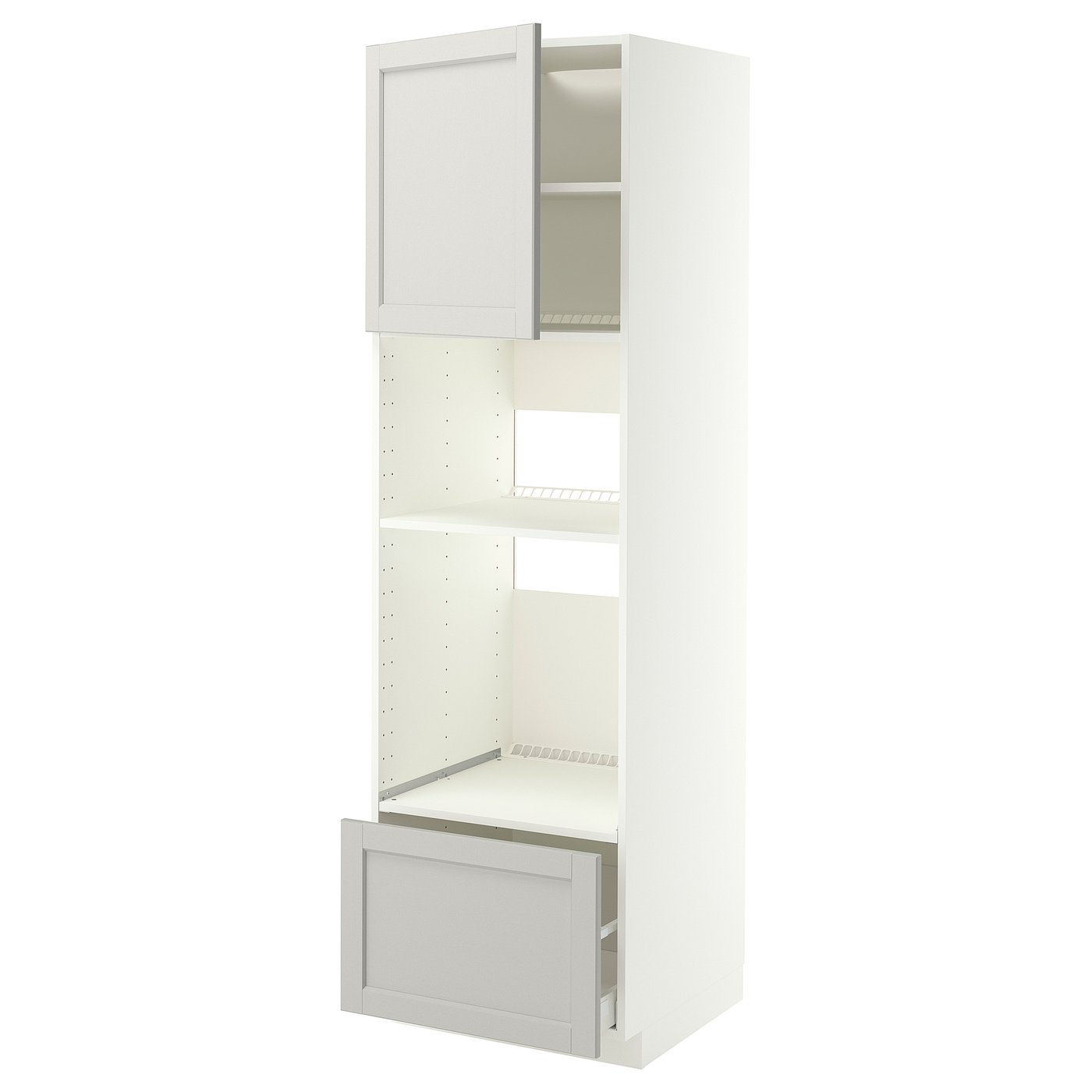 METOD / MAXIMERA high cabinet f built-in appliances, white/Lerhyttan light grey, 60x60x200 cm