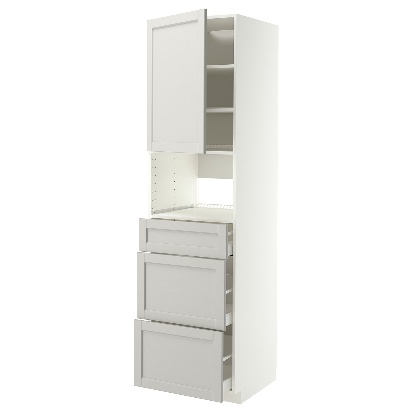 METOD / MAXIMERA high cabinet f built-in appliances, white/Lerhyttan light grey, 60x60x220 cm