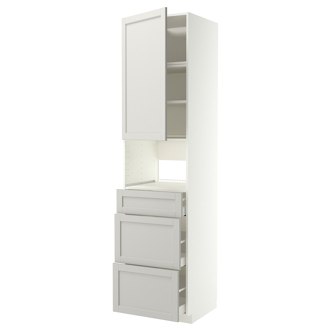 METOD / MAXIMERA high cabinet f built-in appliances, white/Lerhyttan light grey, 60x60x240 cm