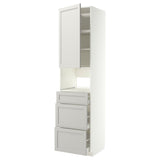 METOD / MAXIMERA high cabinet f built-in appliances, white/Lerhyttan light grey, 60x60x240 cm