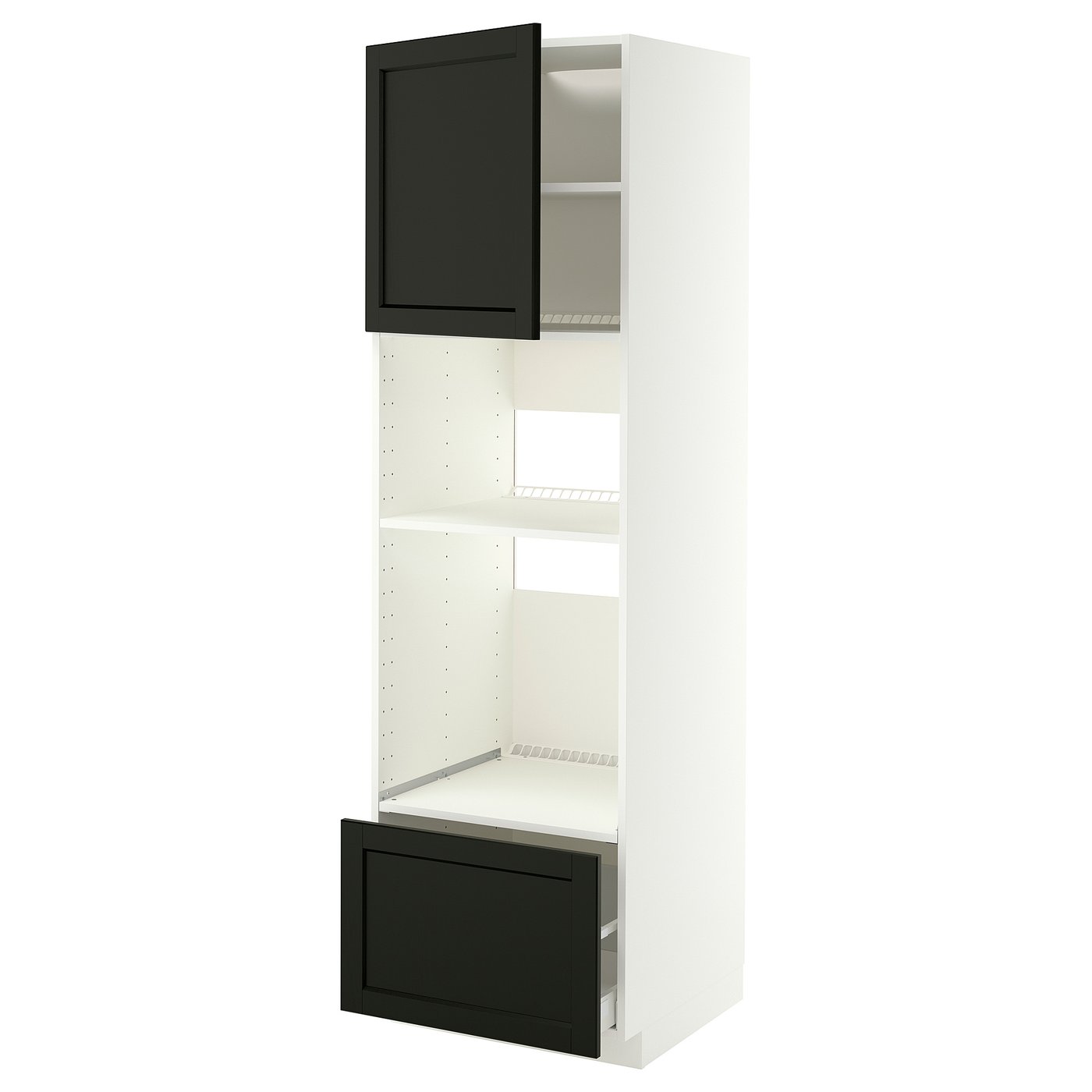 METOD / MAXIMERA high cabinet f built-in appliances, white/Lerhyttan black stained, 60x60x200 cm