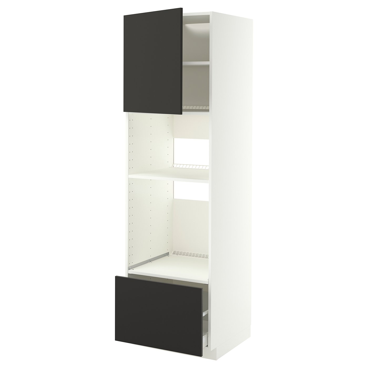 METOD / MAXIMERA high cabinet f built-in appliances, white/Nickebo matt anthracite, 60x60x200 cm