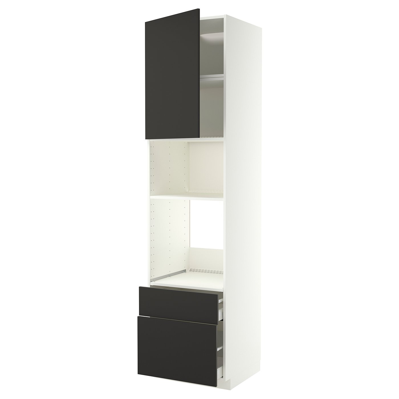 METOD / MAXIMERA high cabinet f built-in appliances, white/Nickebo matt anthracite, 60x60x240 cm
