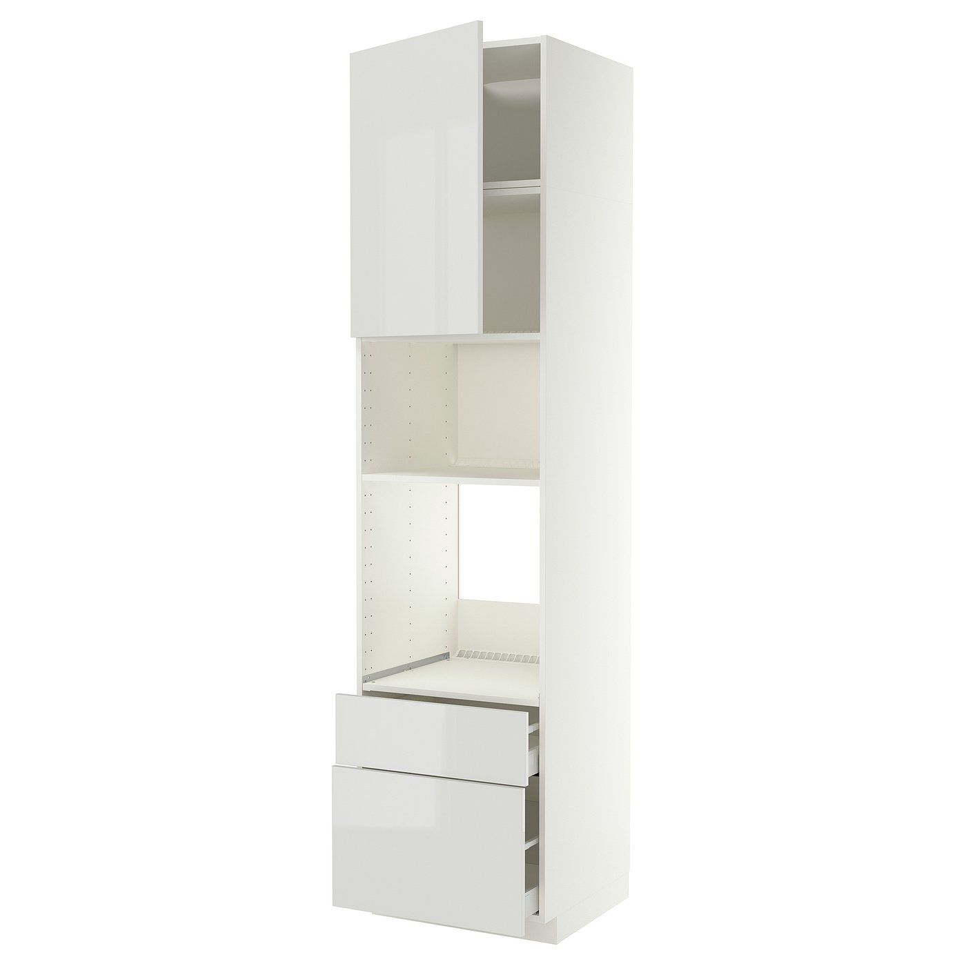 METOD / MAXIMERA high cabinet f built-in appliances, white/Ringhult light grey, 60x60x240 cm