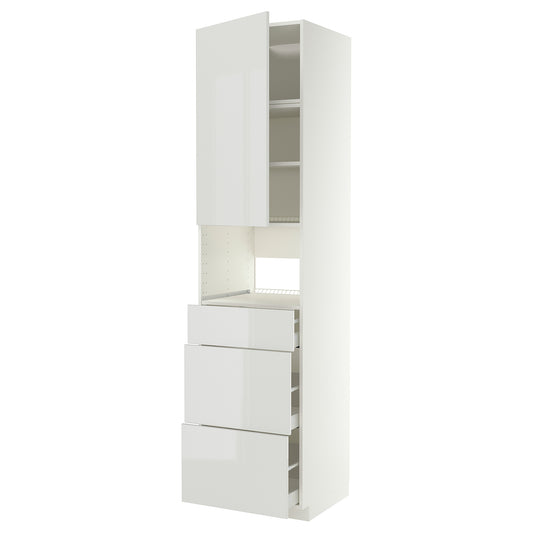 METOD / MAXIMERA high cabinet f built-in appliances, white/Ringhult light grey, 60x60x240 cm