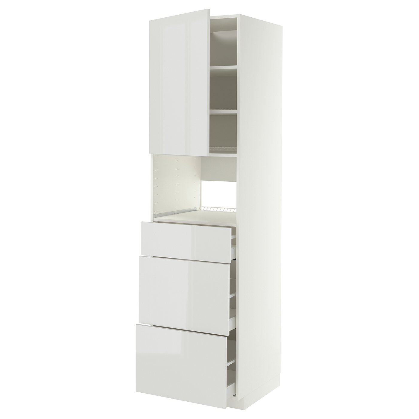 METOD / MAXIMERA high cabinet f built-in appliances, white/Ringhult light grey, 60x60x220 cm