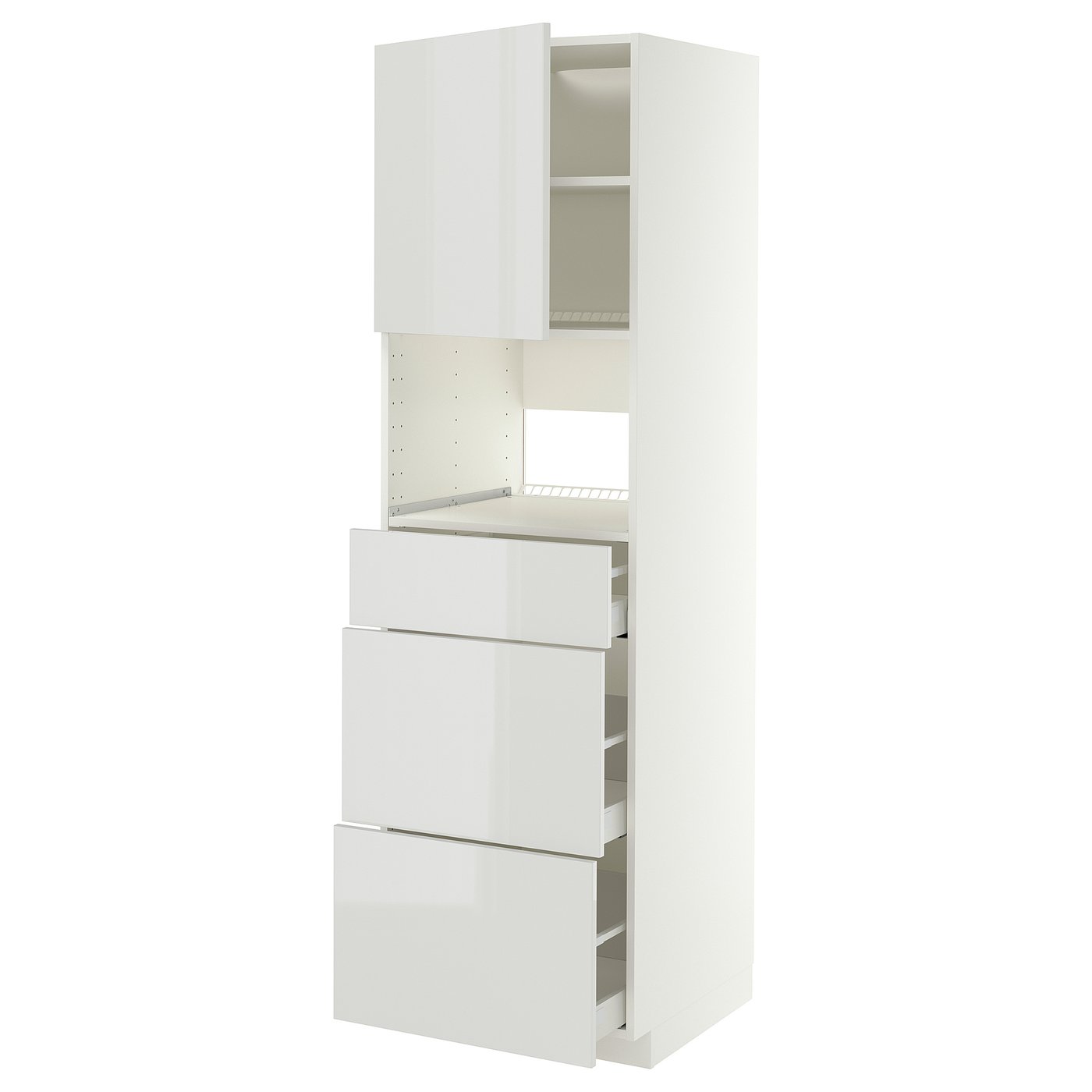 METOD / MAXIMERA high cabinet f built-in appliances, white/Ringhult light grey, 60x60x200 cm