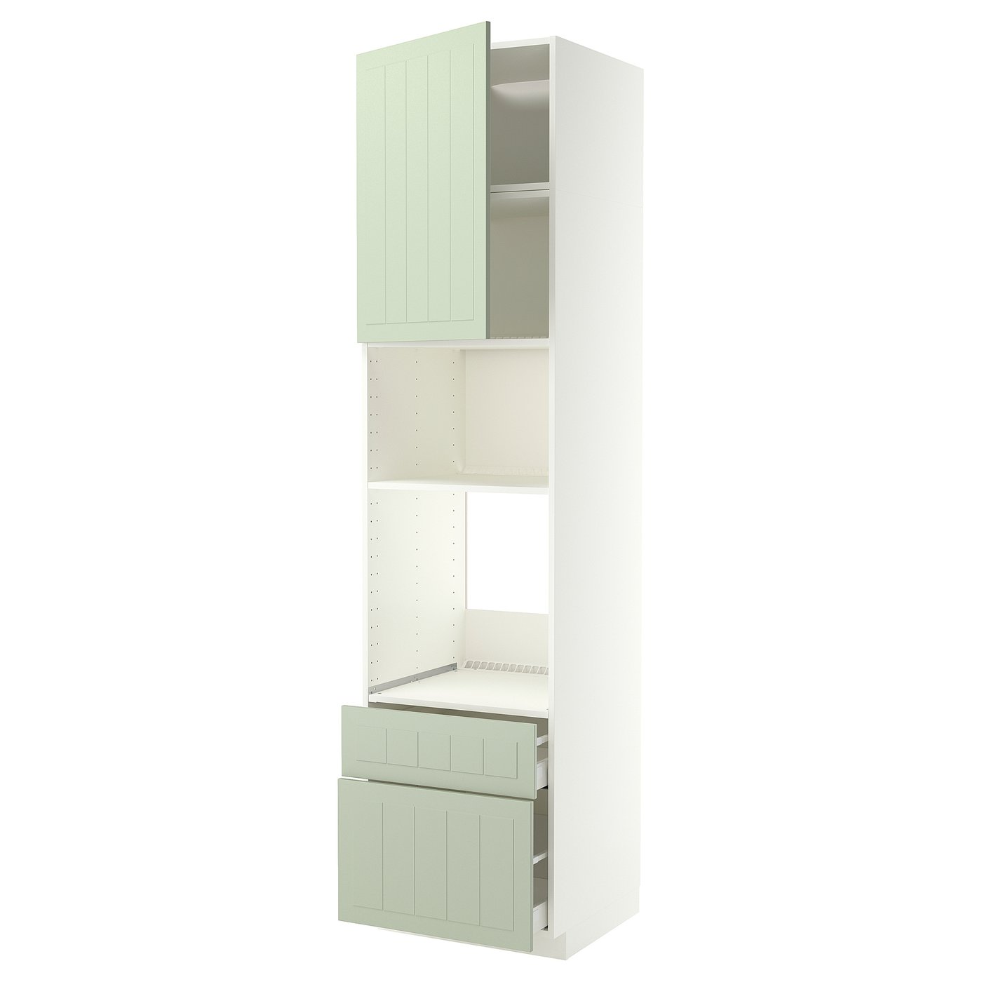 METOD / MAXIMERA high cabinet f built-in appliances, white/Stensund light green, 60x60x240 cm