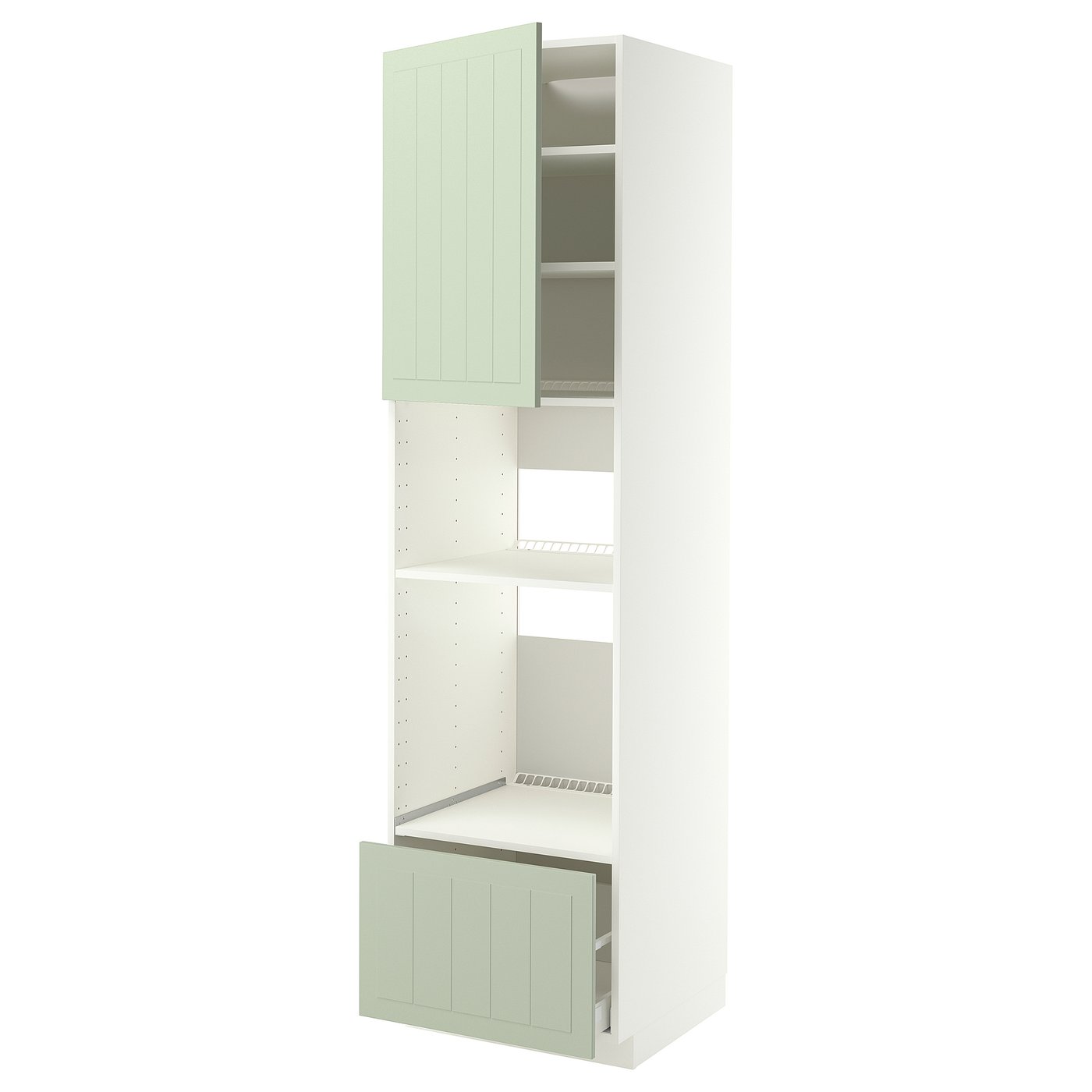 METOD / MAXIMERA high cabinet f built-in appliances, white/Stensund light green, 60x60x220 cm