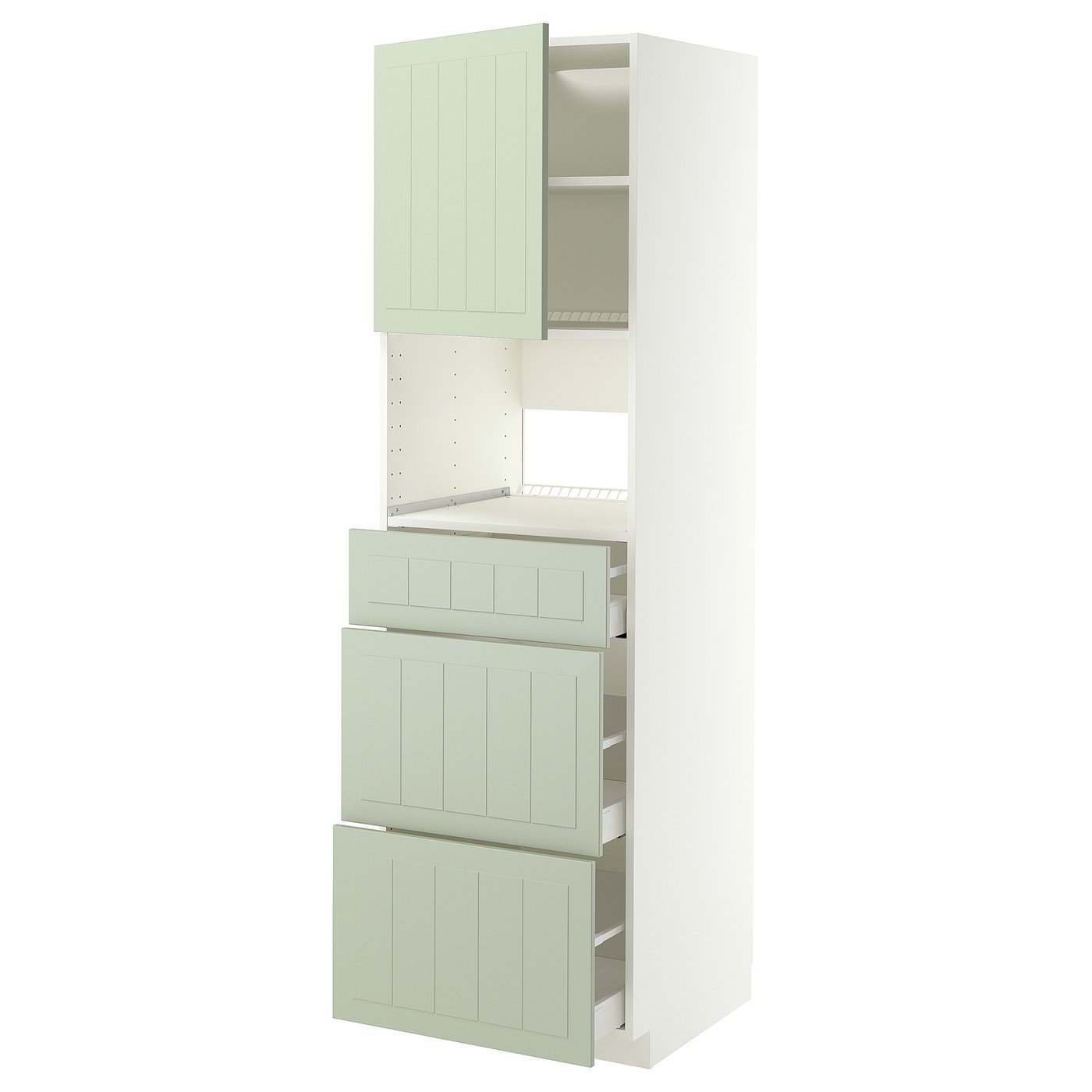 METOD / MAXIMERA high cabinet f built-in appliances, white/Stensund light green, 60x60x200 cm