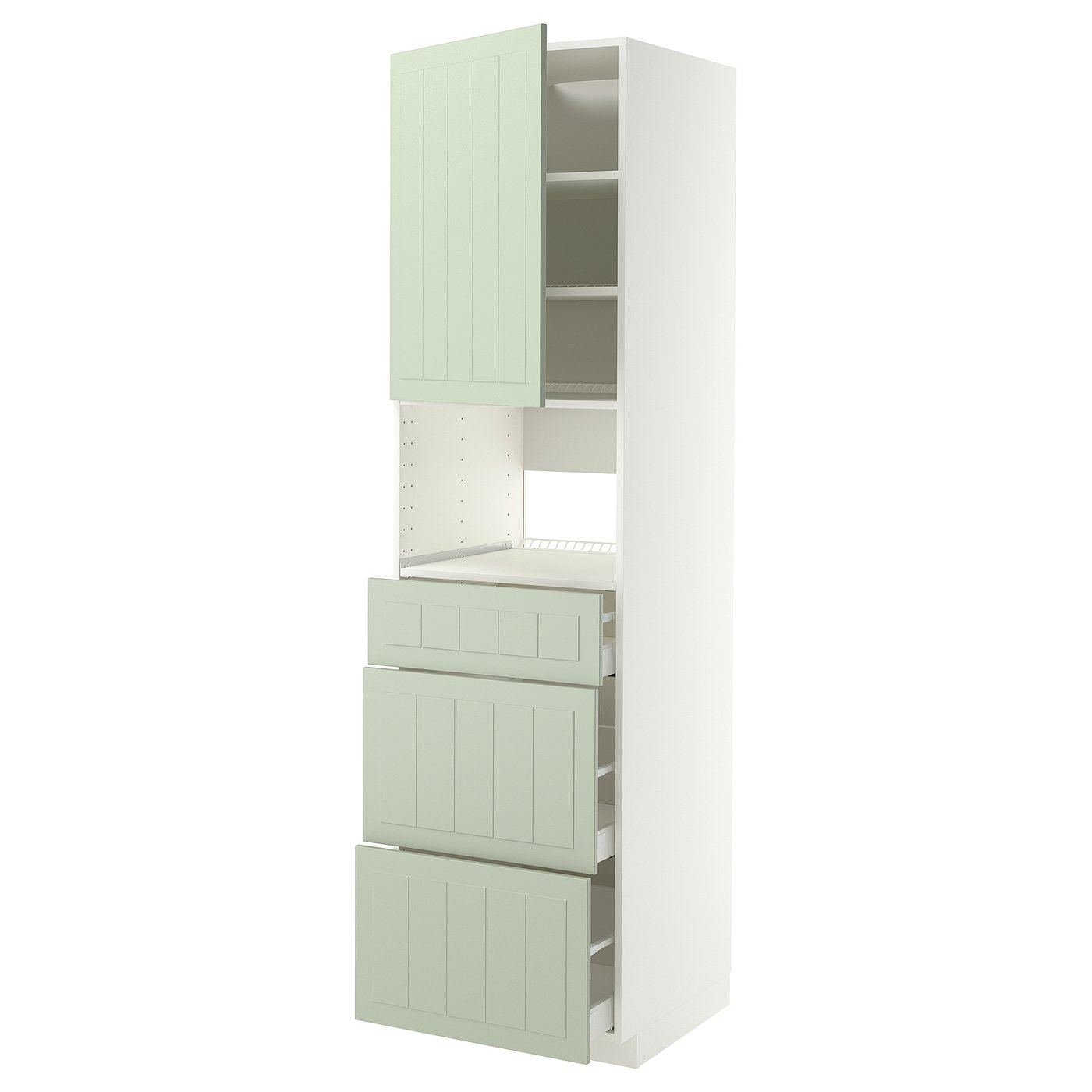 METOD / MAXIMERA high cabinet f built-in appliances, white/Stensund light green, 60x60x220 cm