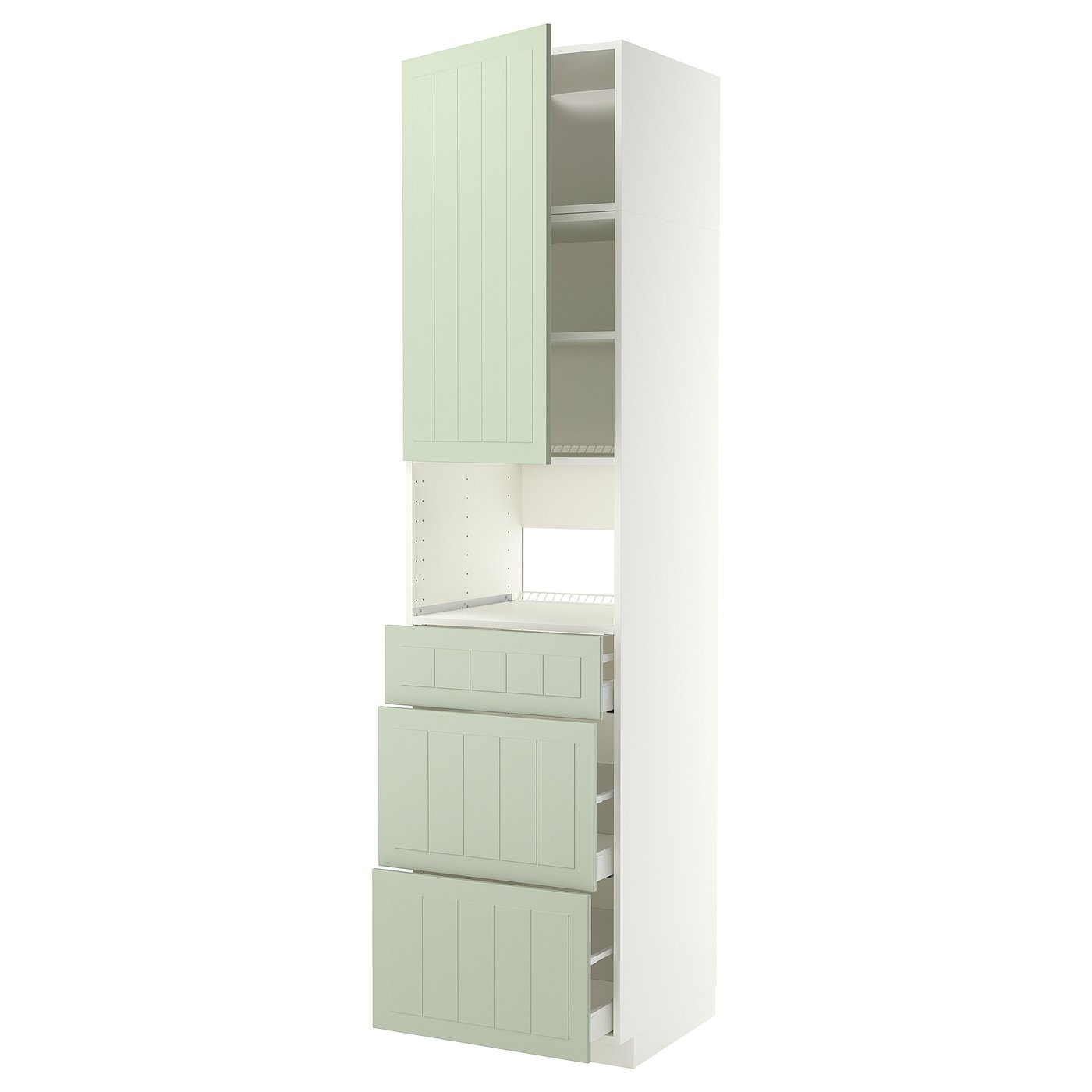 METOD / MAXIMERA high cabinet f built-in appliances, white/Stensund light green, 60x60x240 cm