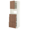 METOD / MAXIMERA high cabinet f built-in appliances, white/Tistorp brown walnut effect, 60x60x200 cm
