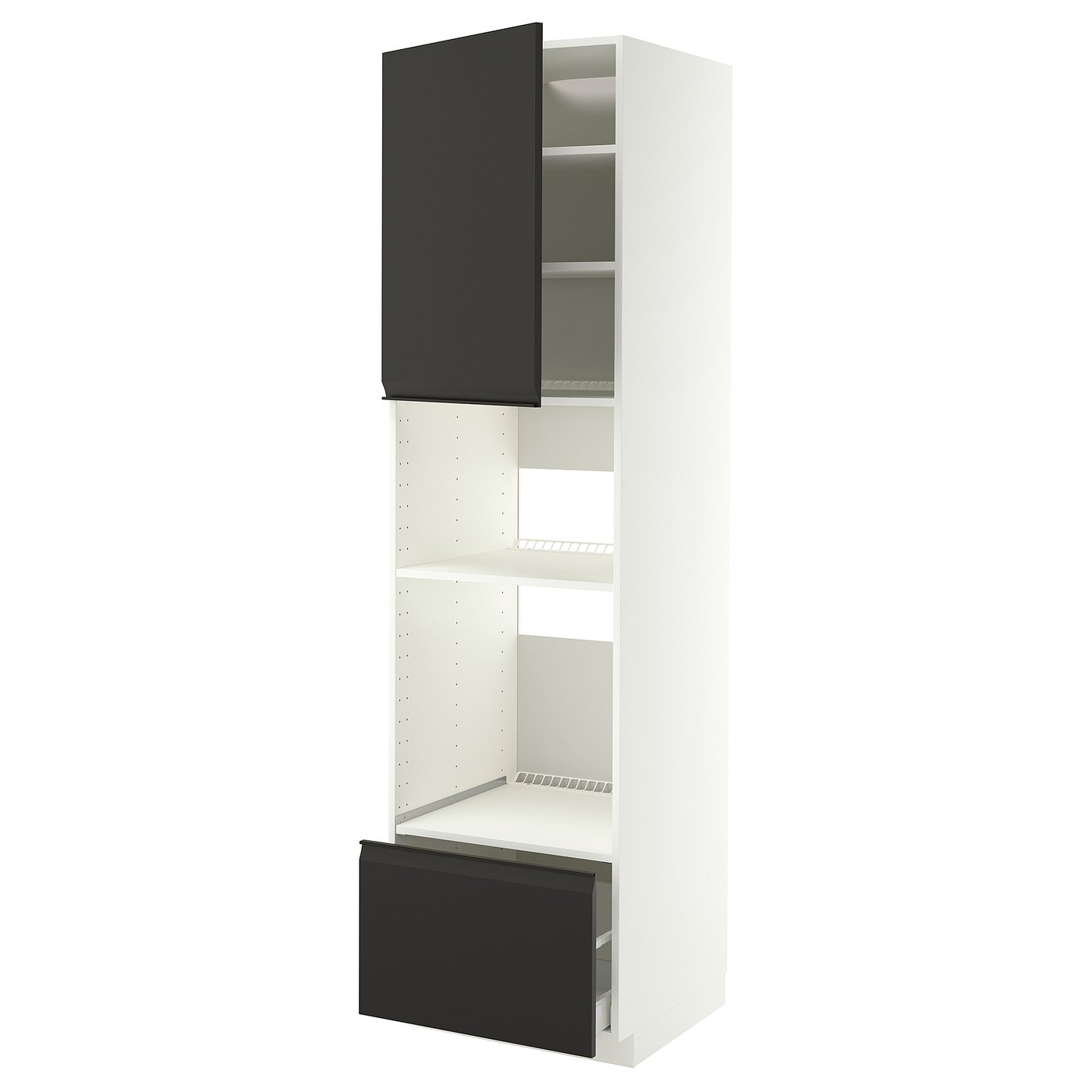 METOD / MAXIMERA high cabinet f built-in appliances, white/Upplöv matt anthracite, 60x60x220 cm