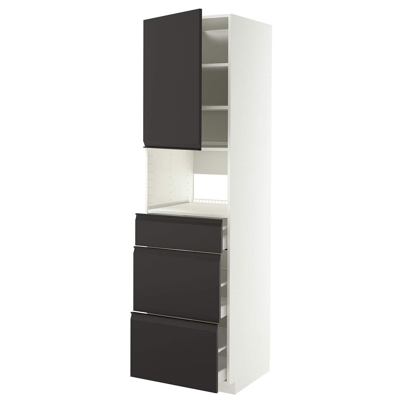 METOD / MAXIMERA high cabinet f built-in appliances, white/Upplöv matt anthracite, 60x60x220 cm