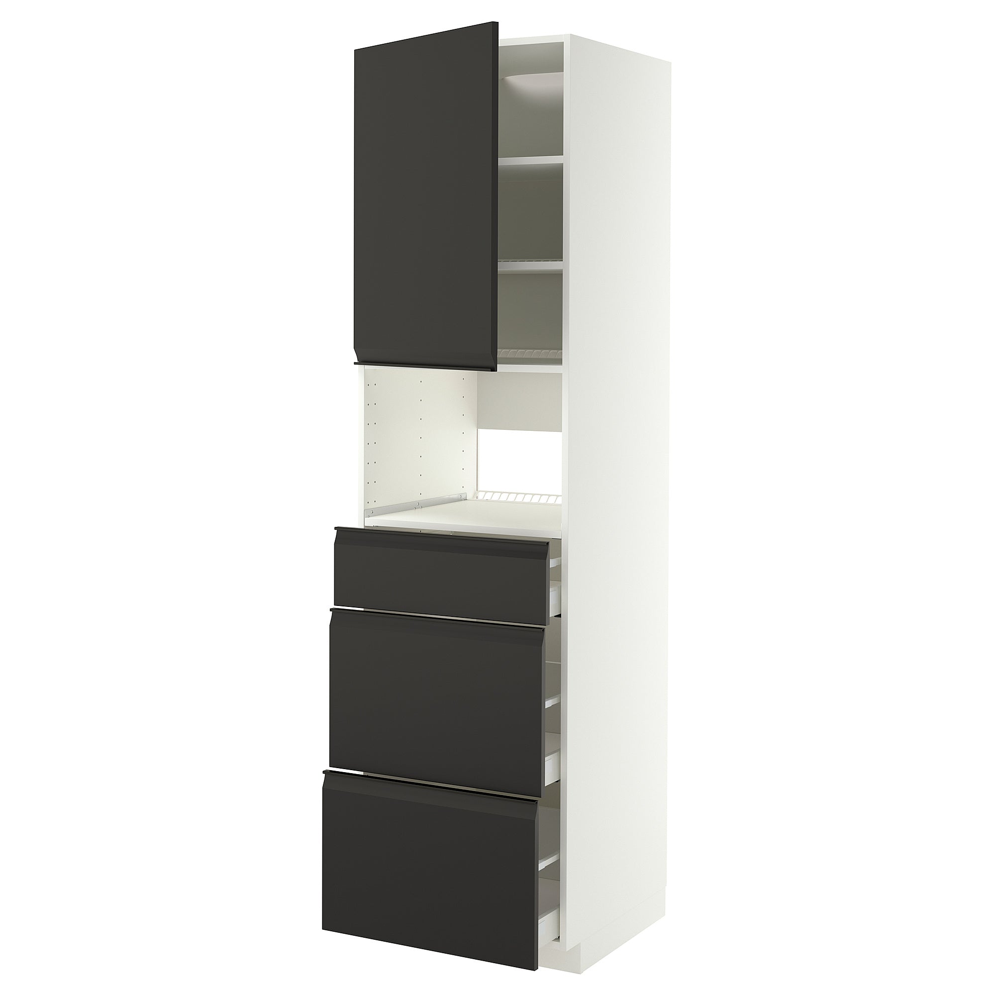 METOD / MAXIMERA high cabinet f built-in appliances, white/Upplöv matt anthracite, 60x60x220 cm