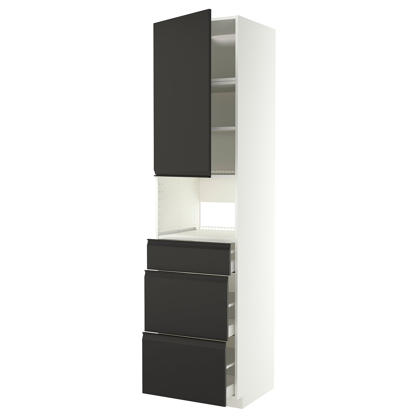 METOD / MAXIMERA high cabinet f built-in appliances, white/Upplöv matt anthracite, 60x60x240 cm