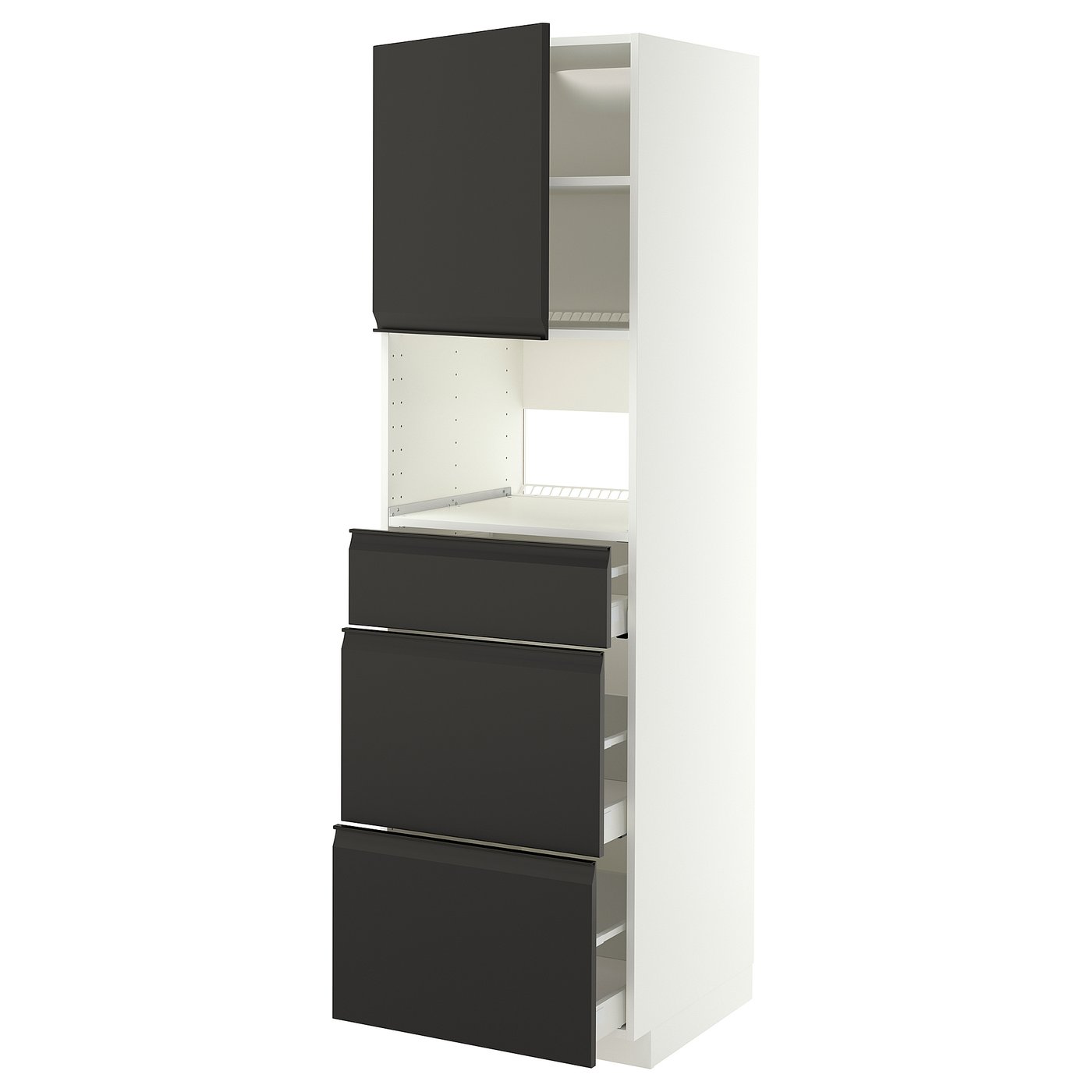 METOD / MAXIMERA high cabinet f built-in appliances, white/Upplöv matt anthracite, 60x60x200 cm
