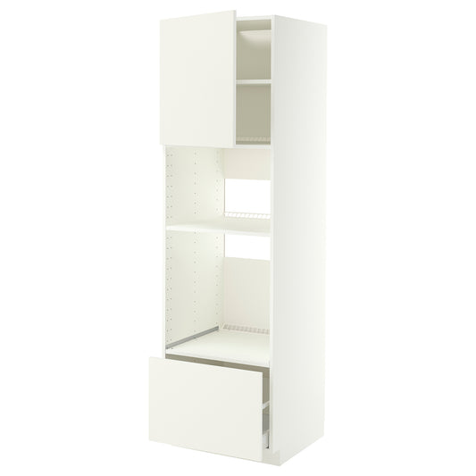 METOD / MAXIMERA high cabinet f built-in appliances, white/Vallstena white, 60x60x200 cm