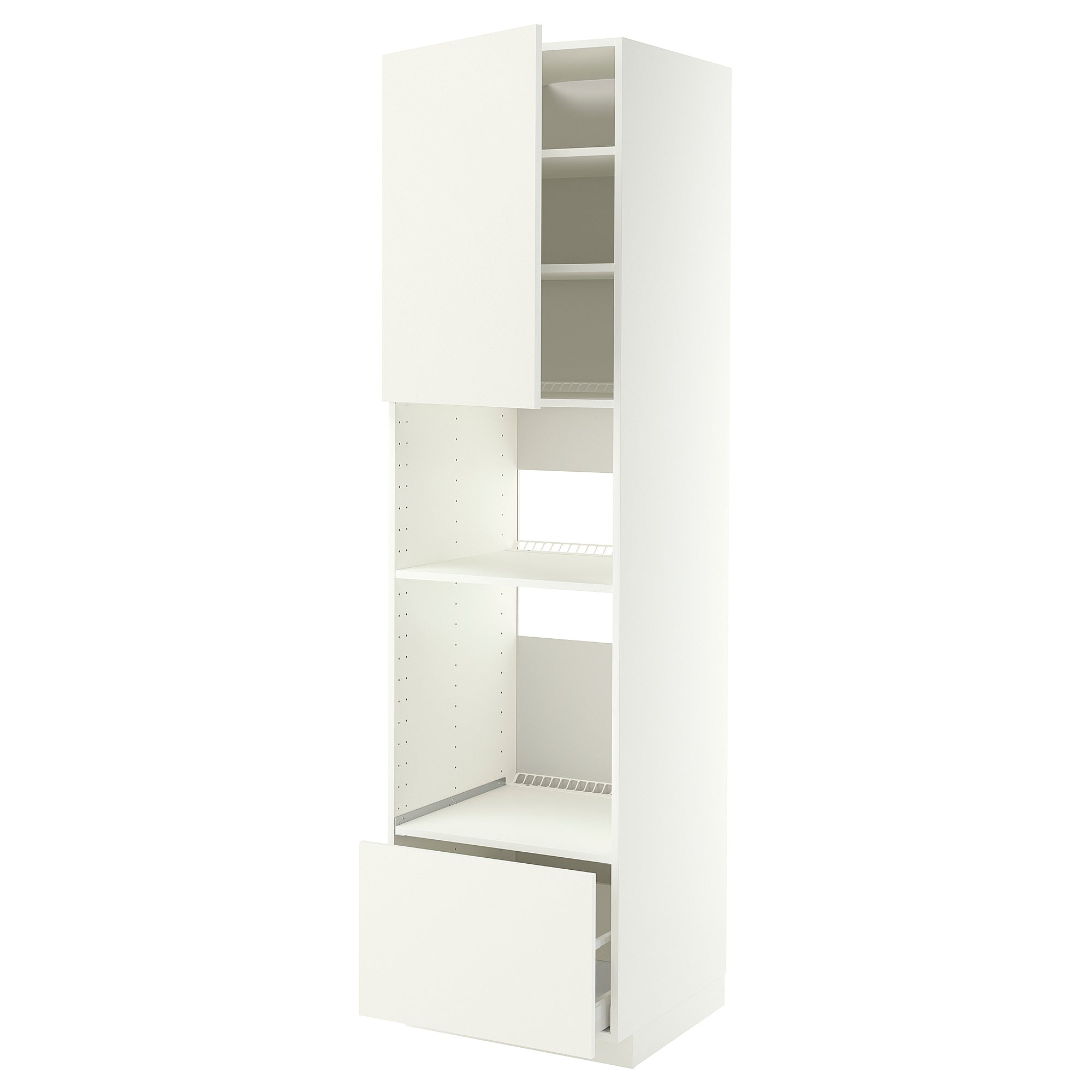 METOD / MAXIMERA high cabinet f built-in appliances, white/Vallstena white, 60x60x220 cm