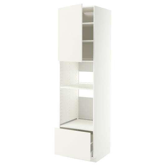 METOD / MAXIMERA high cabinet f built-in appliances, white/Vallstena white, 60x60x220 cm