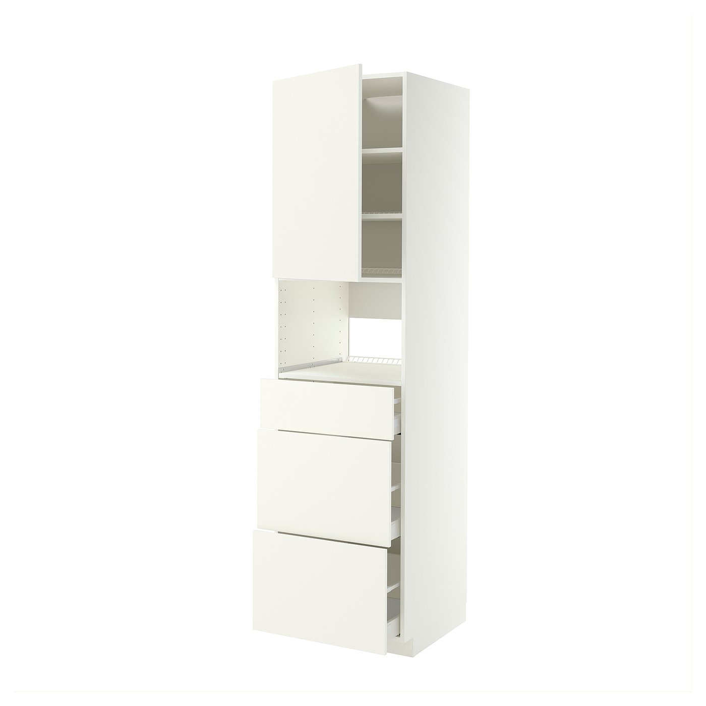 METOD / MAXIMERA high cabinet f built-in appliances, white/Vallstena white, 60x60x220 cm