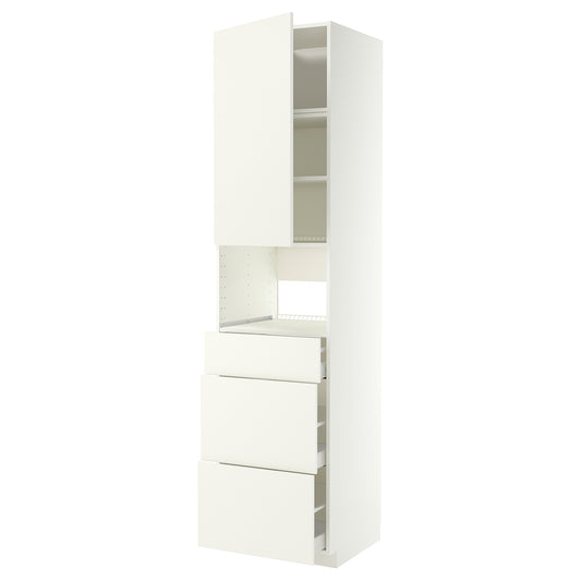 METOD / MAXIMERA high cabinet f built-in appliances, white/Vallstena white, 60x60x240 cm