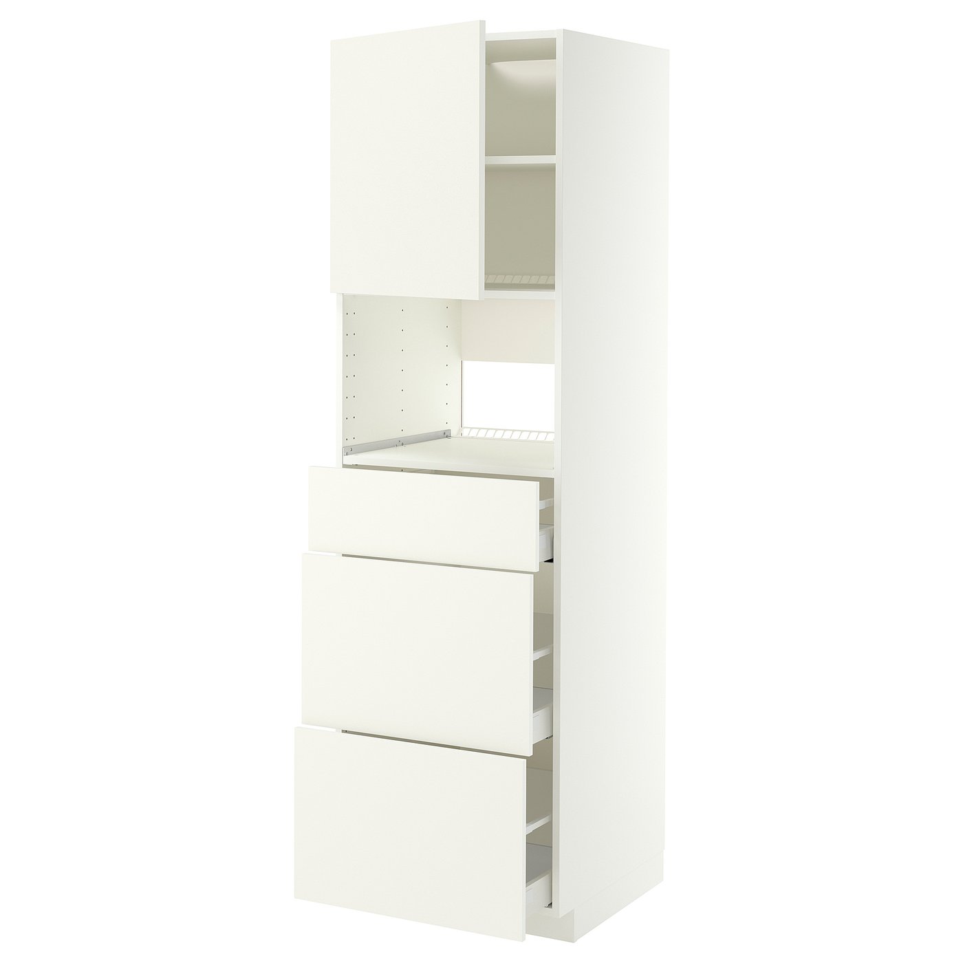 METOD / MAXIMERA high cabinet f built-in appliances, white/Vallstena white, 60x60x200 cm