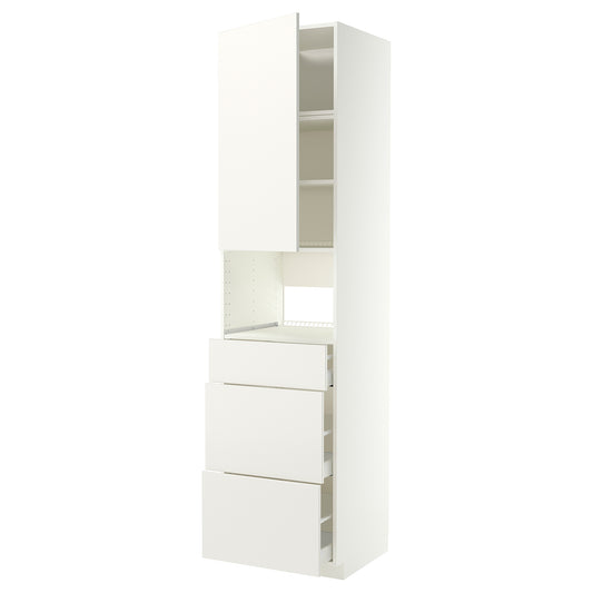 METOD / MAXIMERA high cabinet f built-in appliances, white/Veddinge white, 60x60x240 cm