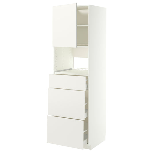 METOD / MAXIMERA high cabinet f built-in appliances, white/Veddinge white, 60x60x200 cm