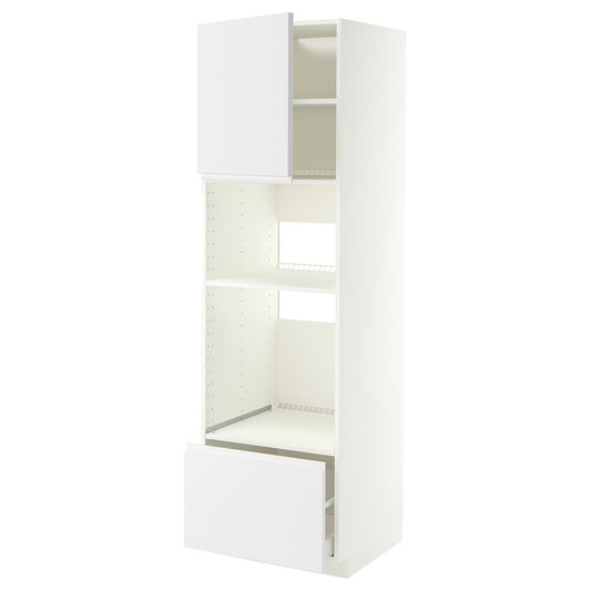 METOD / MAXIMERA high cabinet f built-in appliances, white/Voxtorp matt white, 60x60x200 cm