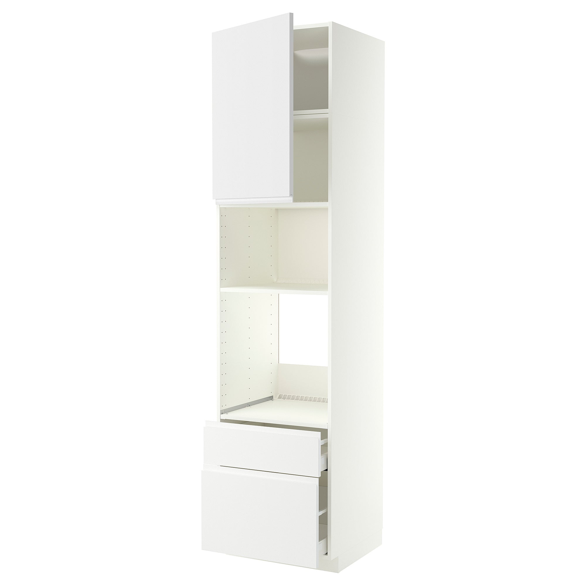 METOD / MAXIMERA high cabinet f built-in appliances, white/Voxtorp matt white, 60x60x240 cm