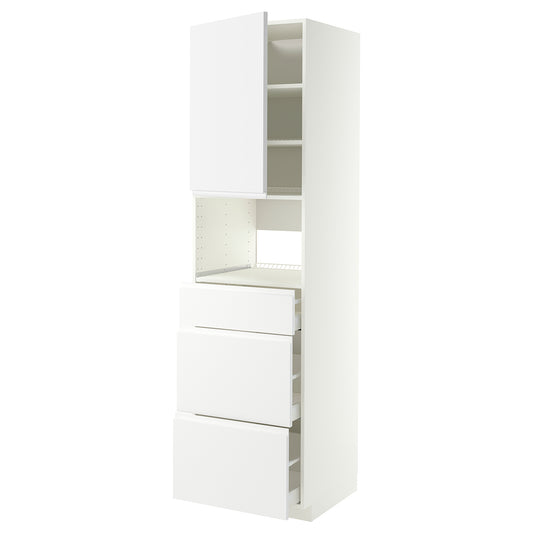 METOD / MAXIMERA high cabinet f built-in appliances, white/Voxtorp matt white, 60x60x220 cm