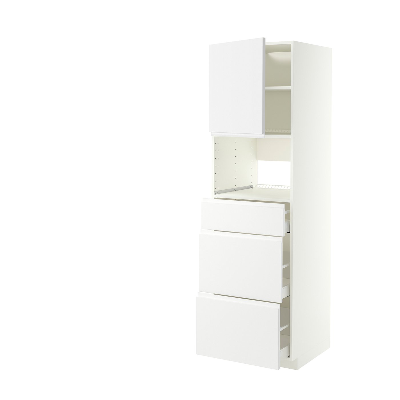 METOD / MAXIMERA high cabinet f built-in appliances, white/Voxtorp matt white, 60x60x200 cm