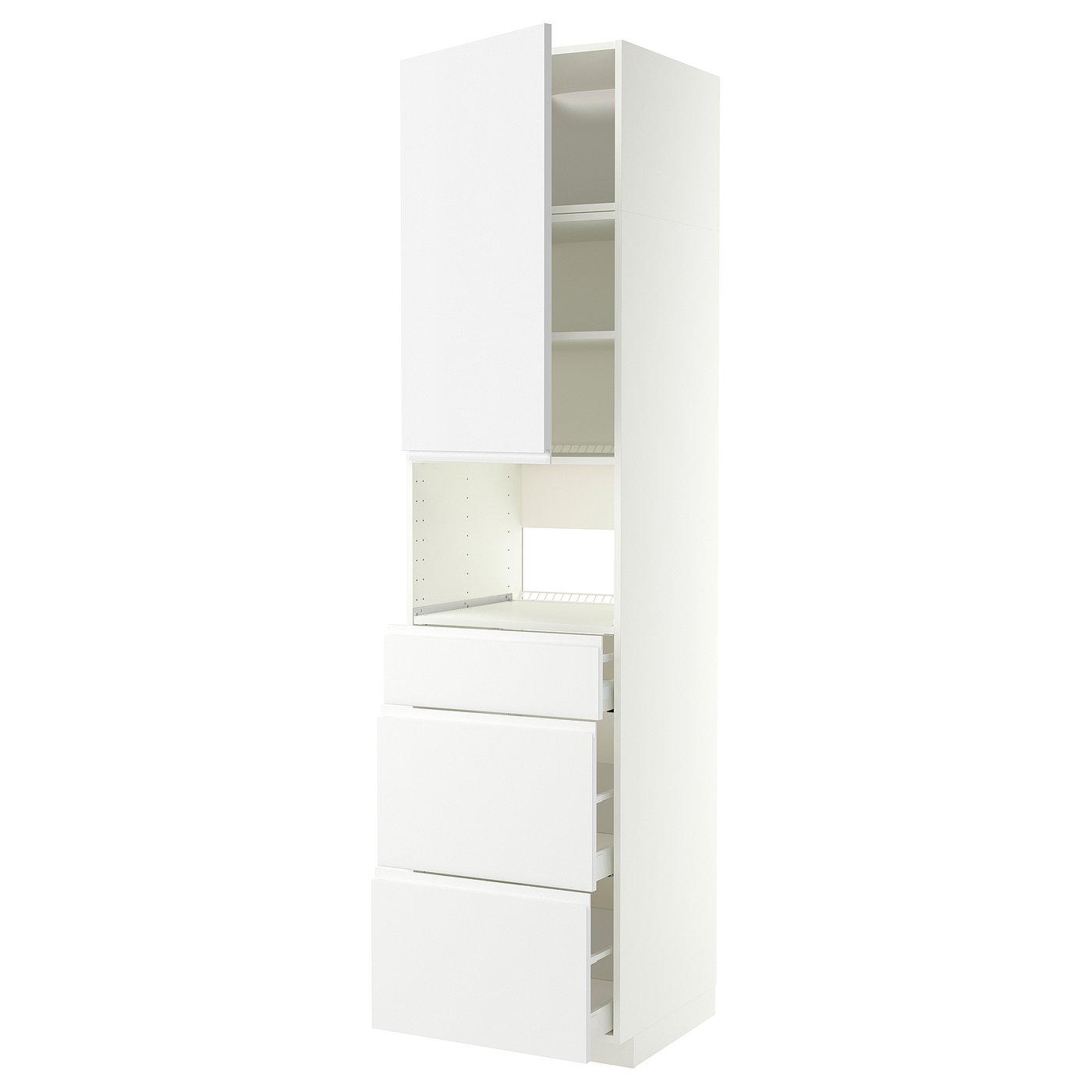 METOD / MAXIMERA high cabinet f built-in appliances, white/Voxtorp matt white, 60x60x240 cm
