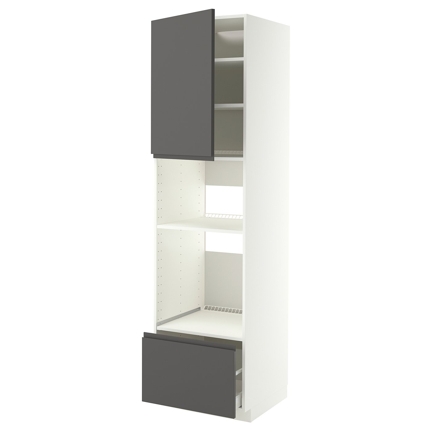 METOD / MAXIMERA high cabinet f built-in appliances, white/Voxtorp dark grey, 60x60x220 cm