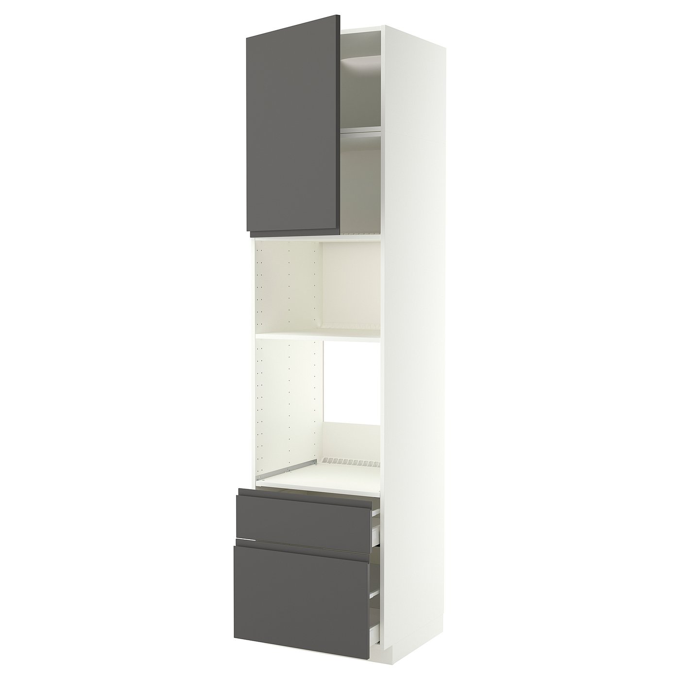 METOD / MAXIMERA high cabinet f built-in appliances, white/Voxtorp dark grey, 60x60x240 cm